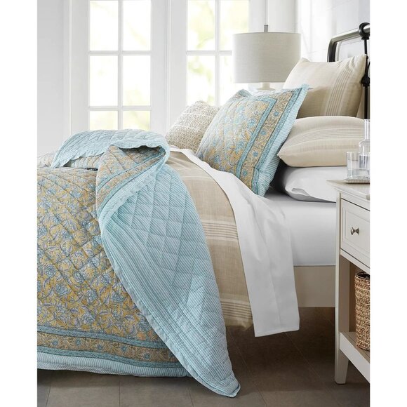 Charter Club Nadia Quilt Set King Reversible Block Print Stripes $385 - Picture 5 of 5
